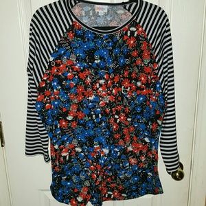 Lularoe Floral Stripe Randy Sz 2XL